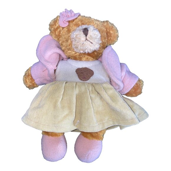 Set Of 2 Plush Teddy Bears In Outfits - Hooded Sweatshirt & Corduroy Pants + Pin - Picture 2 of 13